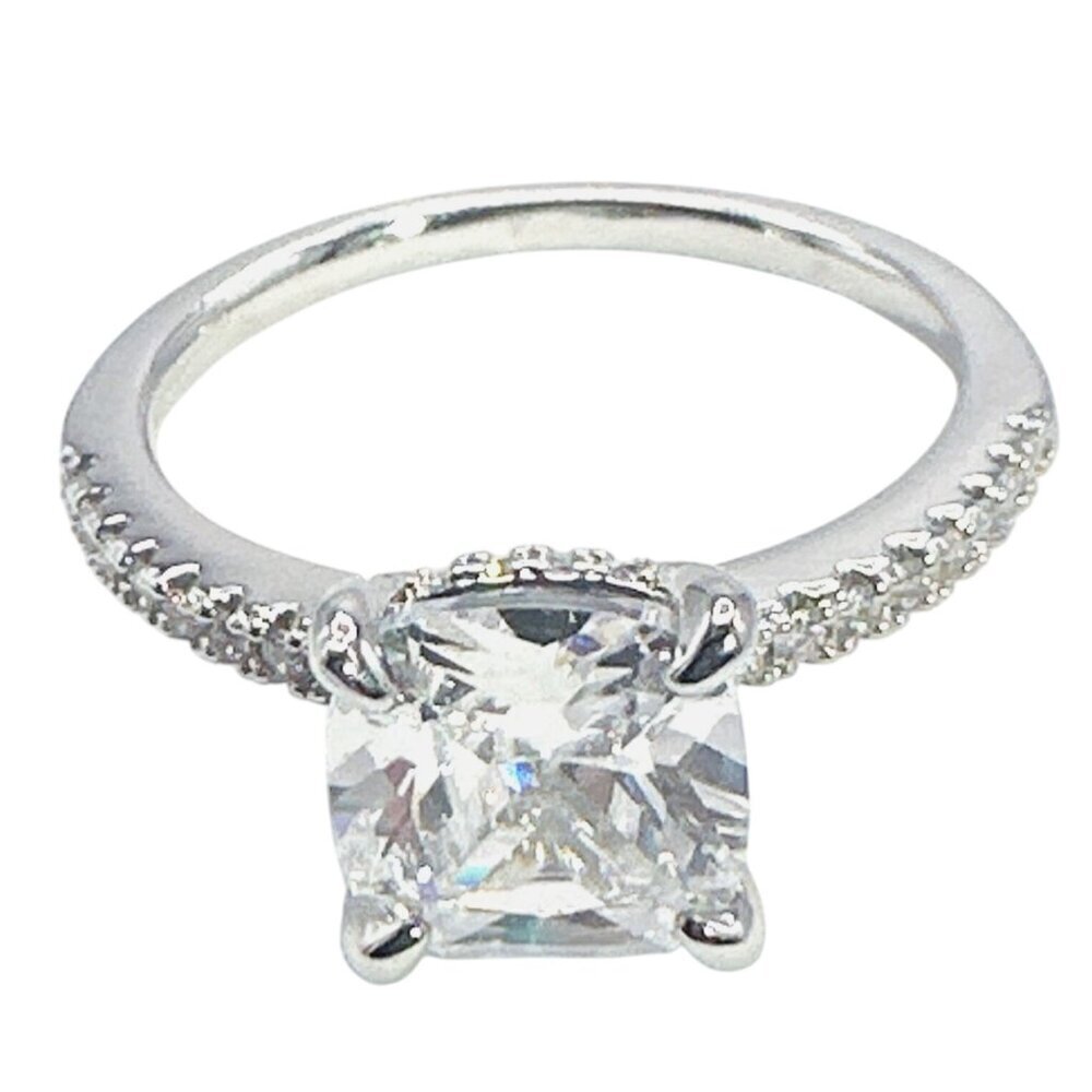Womens Silver Plated Brass Ring Cubic Zirconia